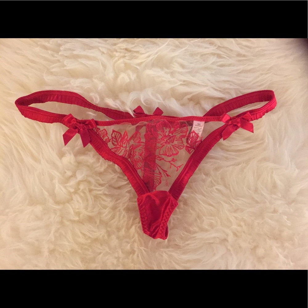 Red thong satin